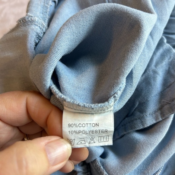 Blue Wide Leg Denim Overalls with Adjustable Straps - Picture 5 of 8